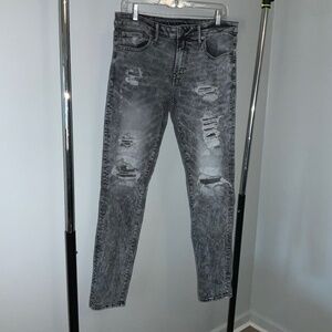 American Eagle distressed skinny jeans Sz 33 x 32 ripped faded
